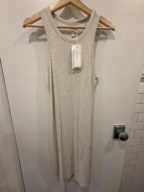 Hudson North Ribbed Tank Midi Dress in Oatmeal Grey